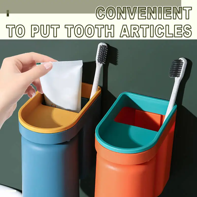 Toothbrush Toothpaste Rack Cup Holder Non Perforated Wall Mounted Dental Toothpaste Cup Storage Rack Mouthwash Cup Holder 벽선반