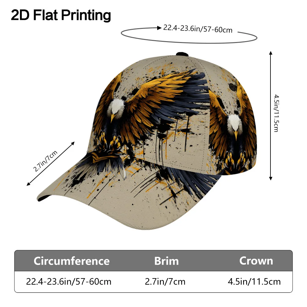 Majestic Eagle Art Printed Duckbill Cap Non-Stretch Casual Lightweight Style Unisex Baseball Cap Exquisite Artistic Design