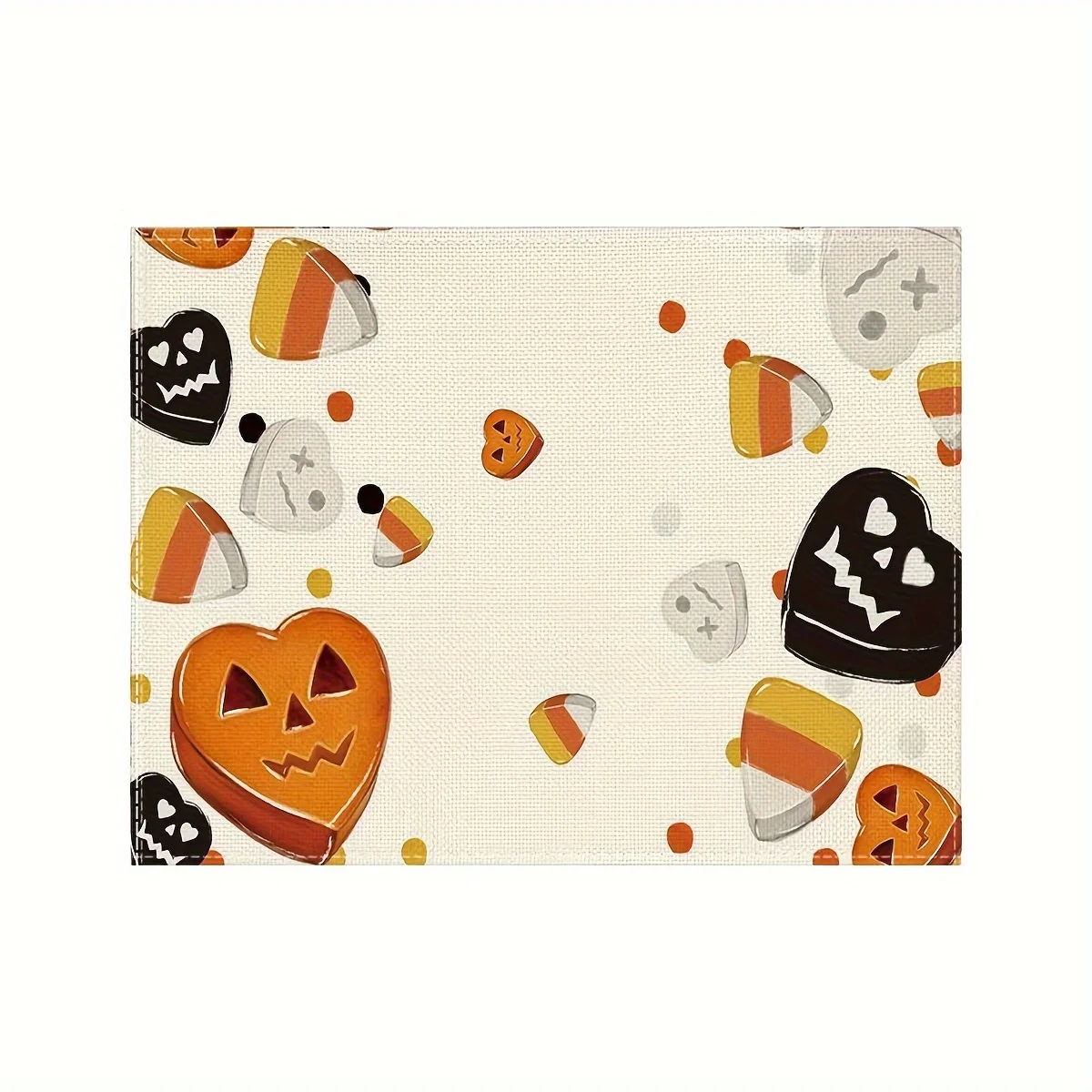 Candy Corn Grimace Spooky Beige Halloween Placemats  30x40cm Seasonal Table Mats for Party Kitchen Dining Decoration