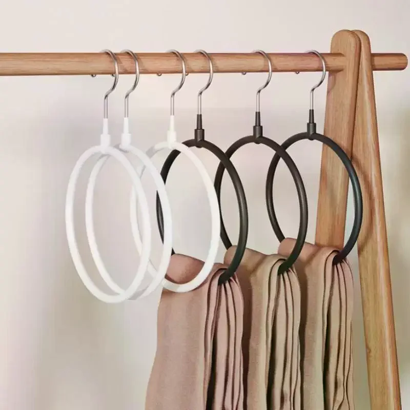 Scarf Hanger Multi-functional Ring Single Plastic Coated Non-slip Towel Rack Storage Simple Tie No Fall Space Save