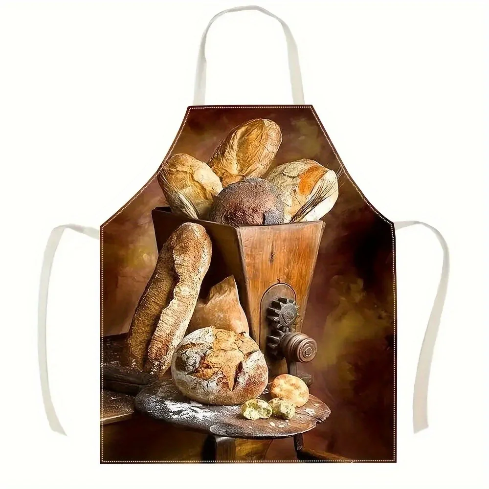1pc Rustic Bread Bakery Apron Linen Cotton Vintage Food Art Kitchen Cooking Baking Gift For Baker Chef Home Decor