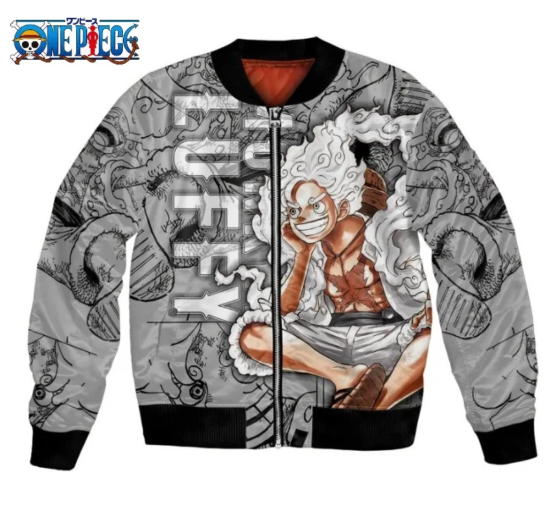

Plus Size Anime Bomber Jacket for Men - One Piece Naruto Dragon Ball Themed Military Aviator Coat, Cosplay Winter Outerwear Gift