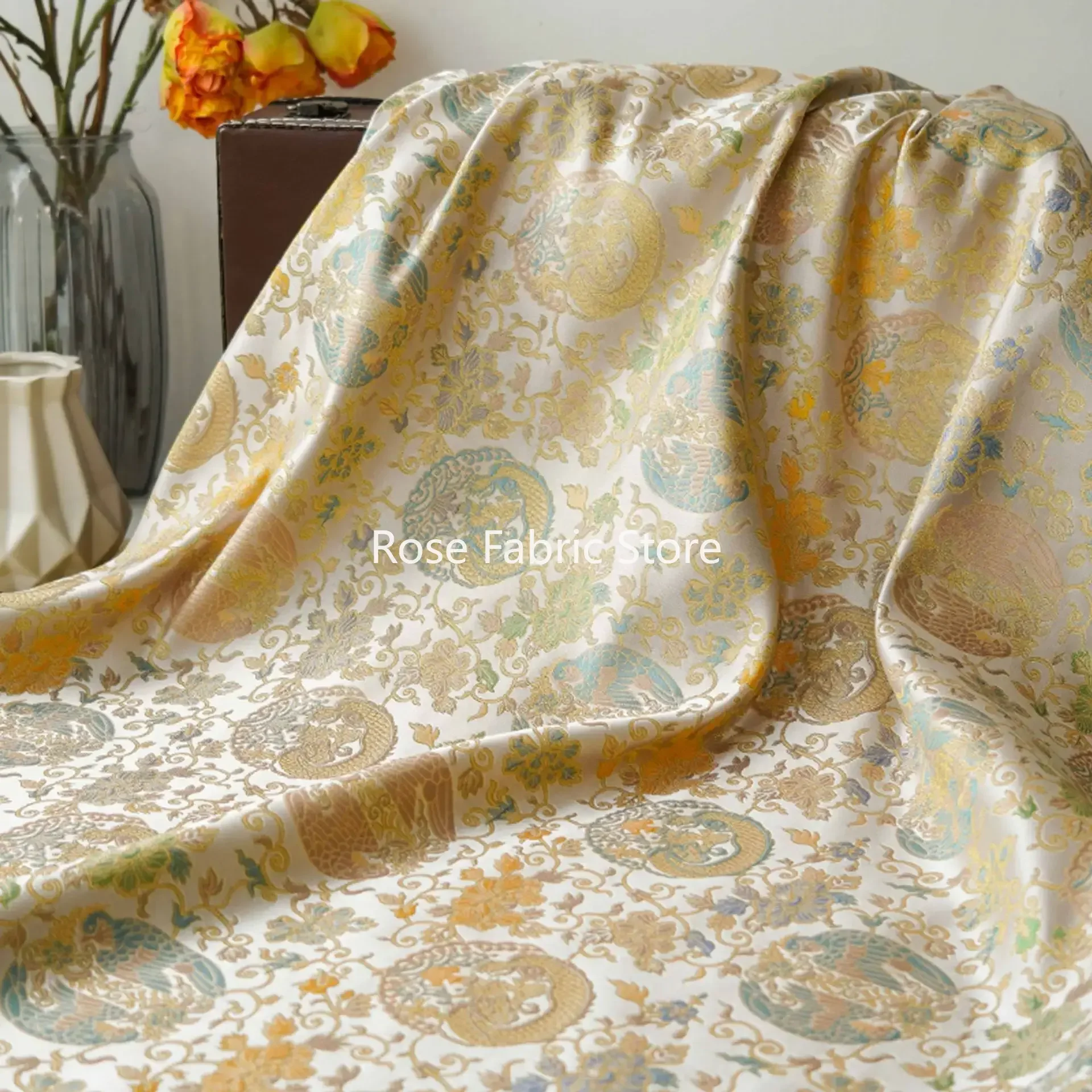 1 Meter Retro Thick Jacquard Fabric Fashion Dress Jacket Luggage Bag Sofa Cover Decorative Sewing Fabric