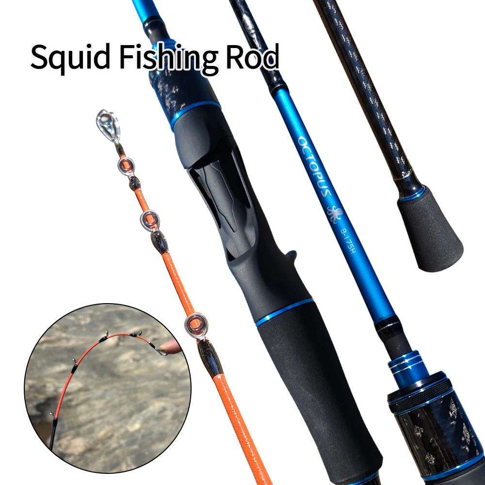 ROLLFISH Titan-Spitzenrute für Oktopus- und Tintenfischangeln 1,75M/5,74FT Action 8:2 Kohlefaser-Castingrute für Salzwasser-Bootsangeln