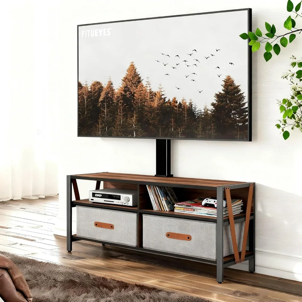 

No Drill Swivel TV Stand with Mount for 37-75 Inch TVs up to 88lbs, Entertainment Center with Storage, TV Console with