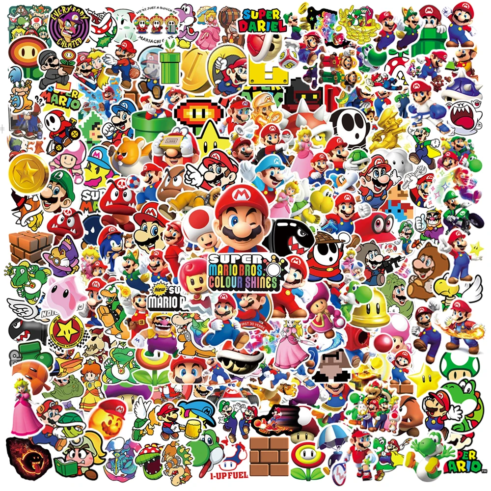 50/100/200 pièces dessin animé Super Mario jeu autocollants ordinateur portable Skateboard réfrigérateur téléphone étanche autocollant enfants jouets