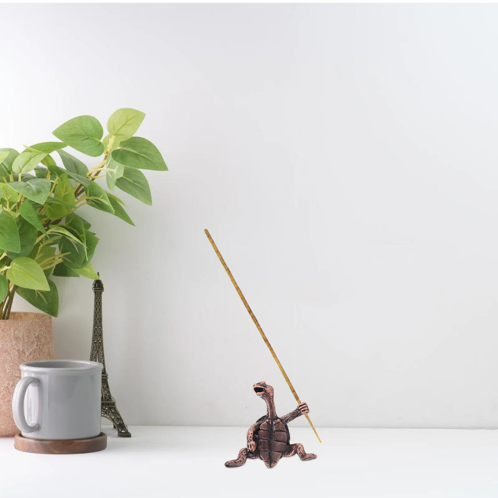2Pcs Kung Fu Turtle Incense Stick Holder Copper Desktop Incense Burner Retro Design Home Decor Air Purifier Relaxing