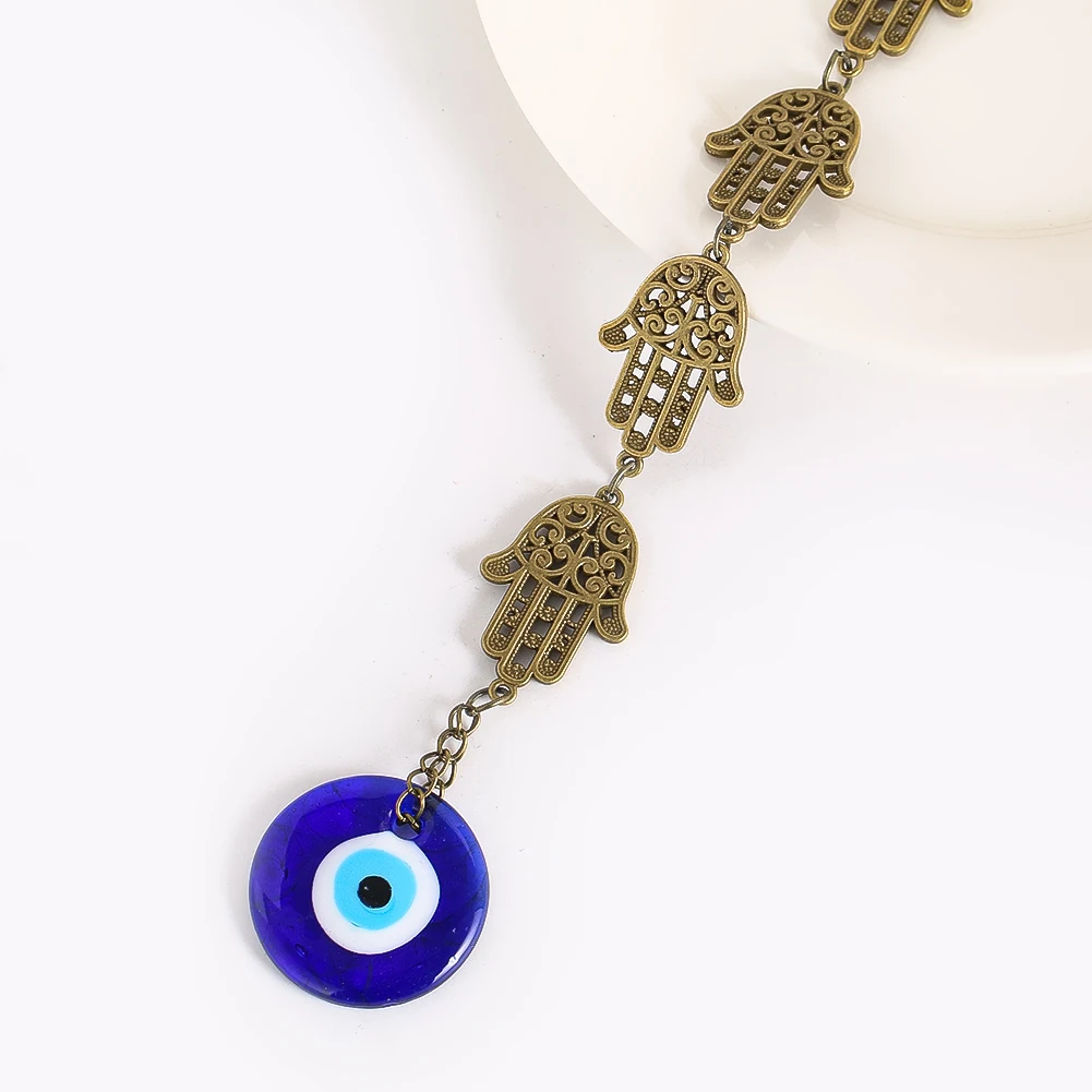 Devil's Eye Fatima Hand Turkish Blue Eyes Diamond Cross Good Luck Amulet Pendants Key Chain Vehicle Pendant Lintel Decorations