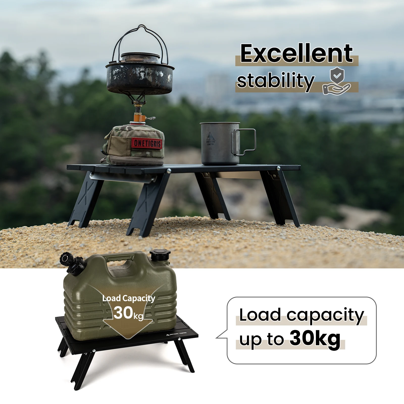 OneTigris Camping Mini Portable Foldable Table for Outdoor Picnic BBQ Tours Tableware Ultra Light Folding Desk