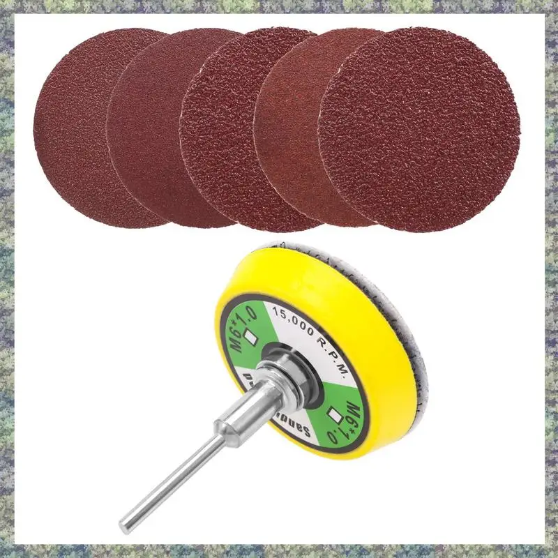 

WON 50 Pcs 2 Inch Sanding Disc 60-180 Grit Hook And Loop For Sander Machine With 1 Pc 2 Inch Drill Shank Backing Pad