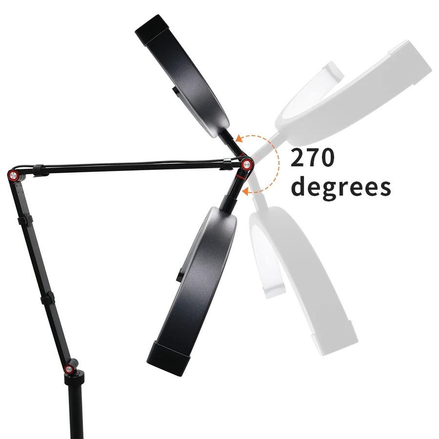 M2X16inch OEM مصنع المبيعات الساخنة عكس الضوء مصباح أرضي الجمال مصباح مصمم على شكل حلقة نصف القمر Led القمر الجمال ضوء الهبوط الجمال لاش مصباح #4