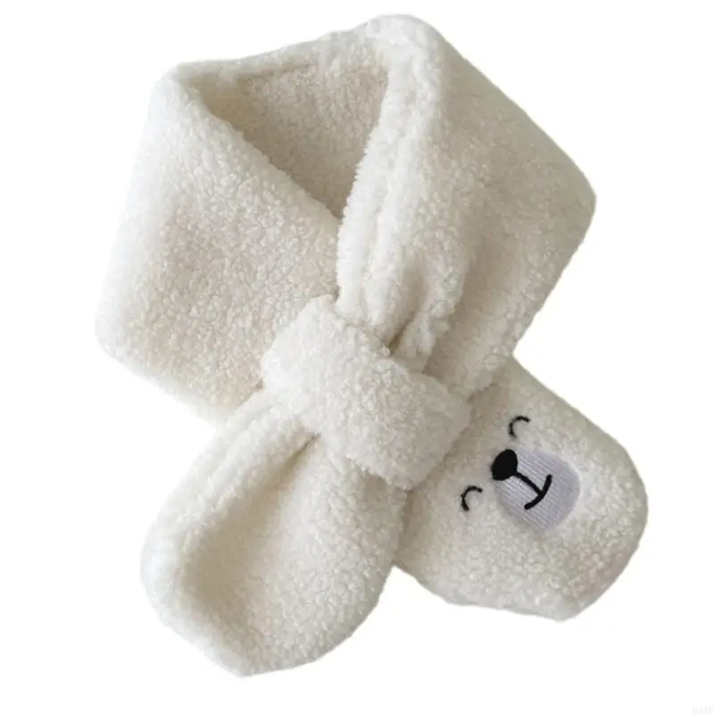 95AE Children's Long Muffler with Lovely Designing, Cartoon Bear Pattern Neck Scarf Soft Neckerchief for Outdoor Activity