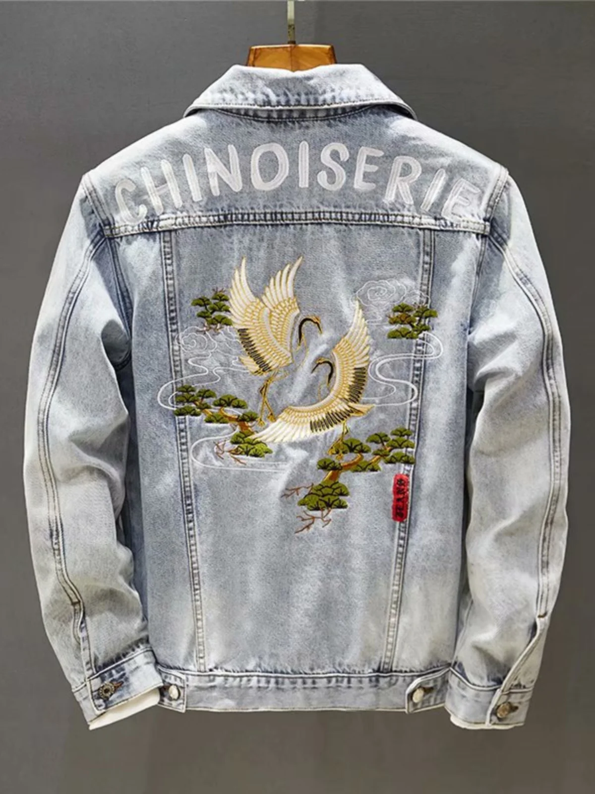 

Spring Autumn Embroidered Denim Jaet Men's Korean Sle Slim Fit Trendy Jaet Casual Versatile Top Youth ular Long Sve