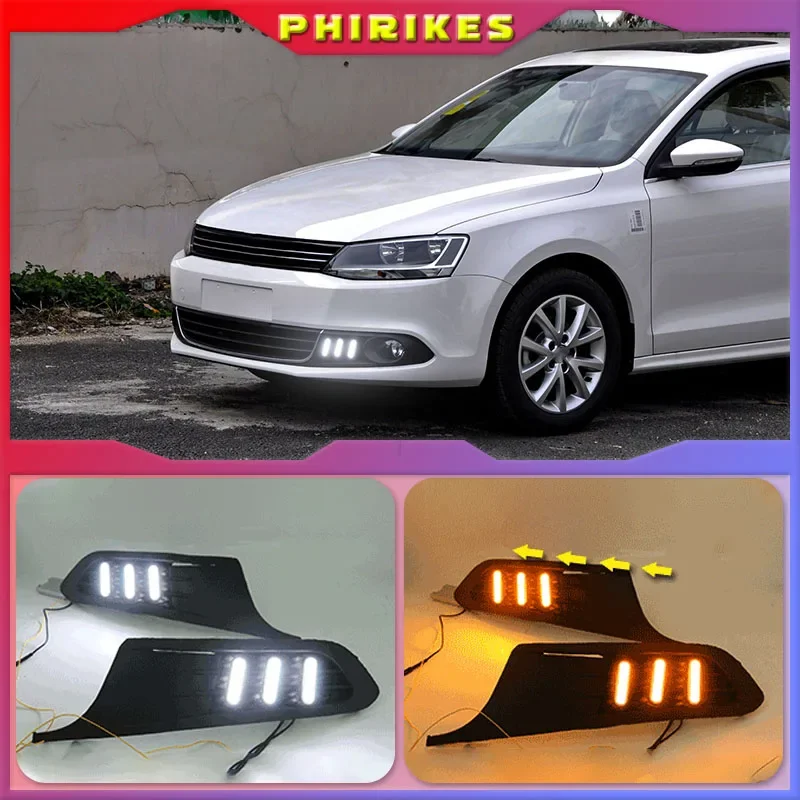 

1 комплект светодиодов 12 В для Volkswagen VW Jetta Sagitar 2012 2013 2014 DRL дневные ходовые огни дневного света ABS крышка противотуманной фары