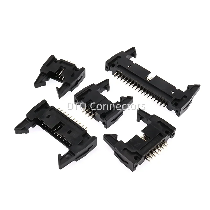 5Pcs 2.54mm Pitch DC2 Male IDC Connector Socket Header With Hook Horn Sample 6P 8P 10P 12P 14P 16P 20P 26P 30P 34P 40P 50P 64Pin