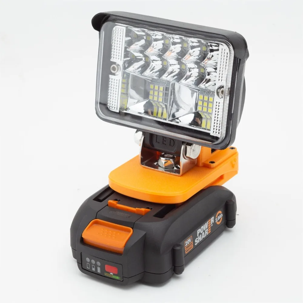 Imagem -03 - Luz de Trabalho Led com Bateria de Lítio para Luz Externa Portátil Alimentada por Bateria Worx 20v Bigfoot 6pin com Usb Excluindo Bateria