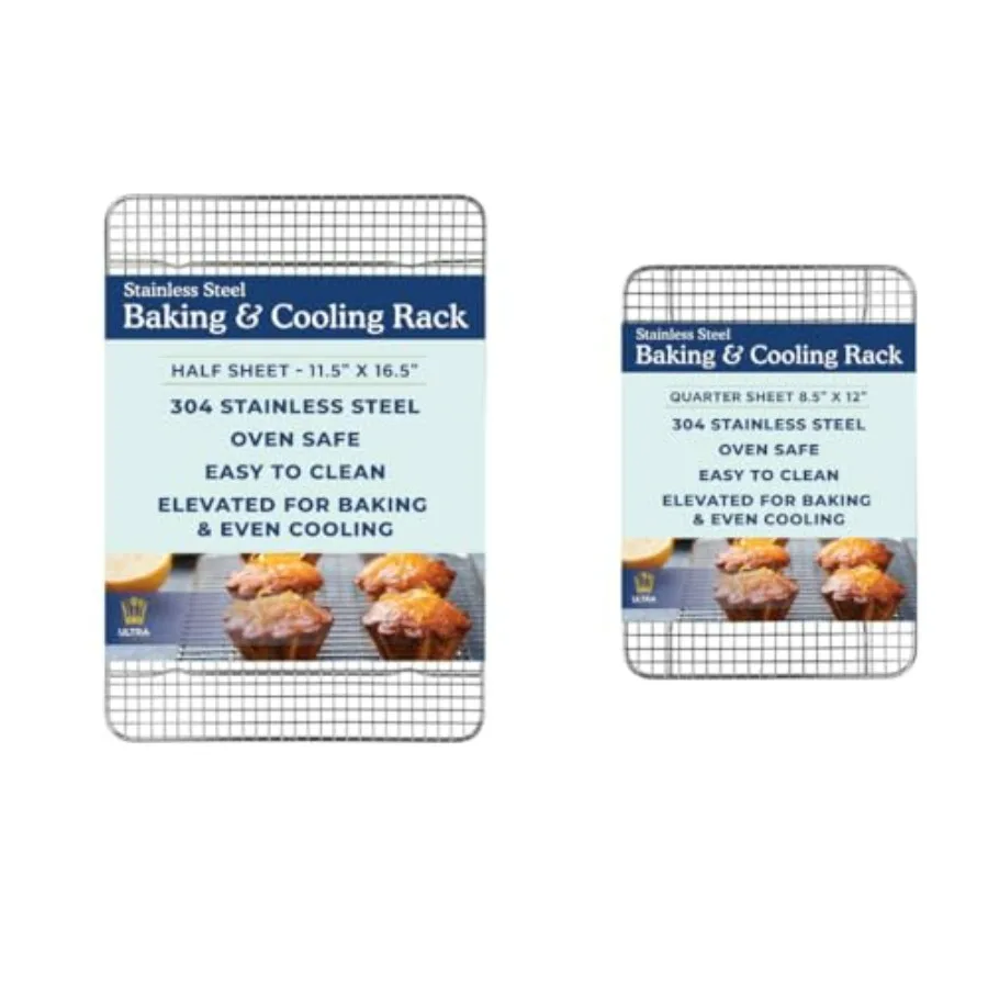 

Heavy Duty 100% Stainless Steel Cooling Rack for Cooking and Baking - Baking Rack & Wire Cooling Rack - Fits Half Sheet and Quar