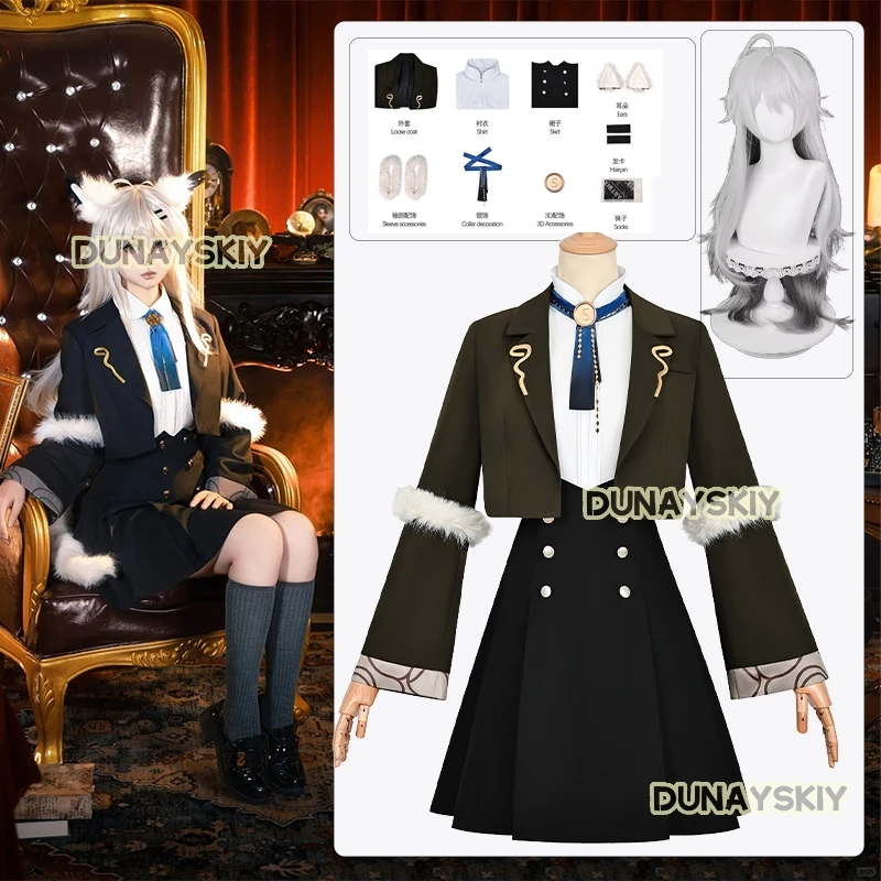 Game Arknights Lappland Cosplay Costume School Uniform Dresses Casual Wear Suit Wig Accessory Anime Role-playing Women's Dresses