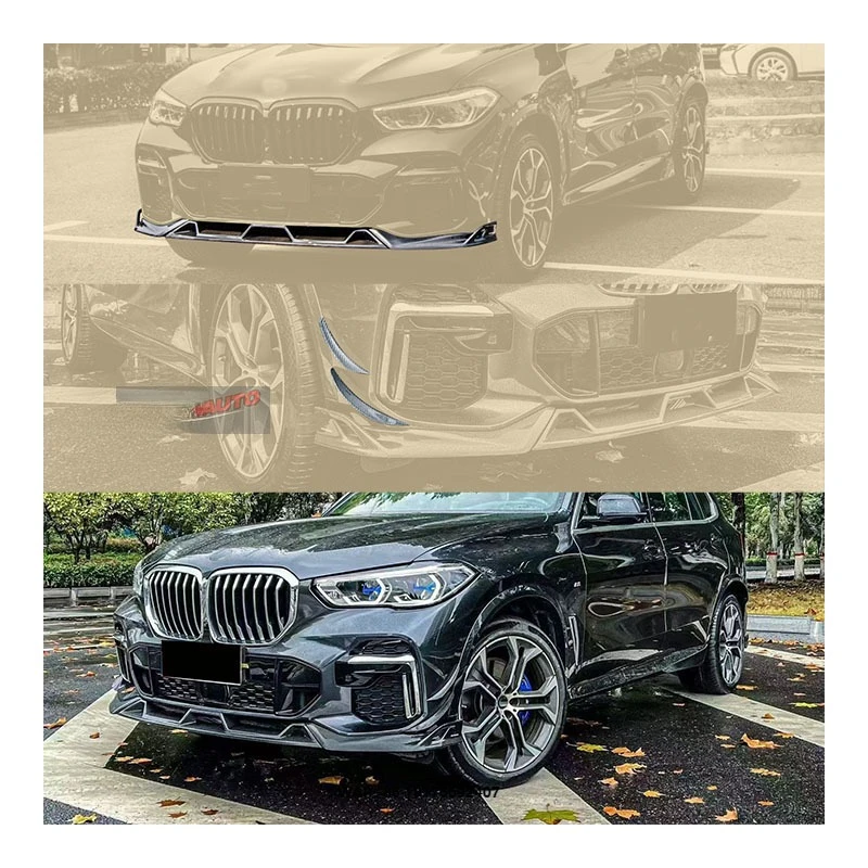

For 19-23 for X5 G05 Carbon Fiber Bumper Front Lip Exhaust Bolt-On Universal Fitment 1 Year Warranty New