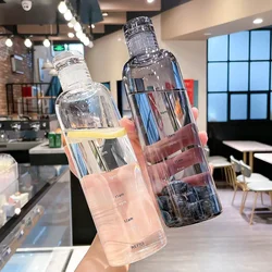 New 500ml Plastic Large Capacity Sports Water Bottle Leak Proof with Time Mark for Girls Christmas Gifts бутылка для воды