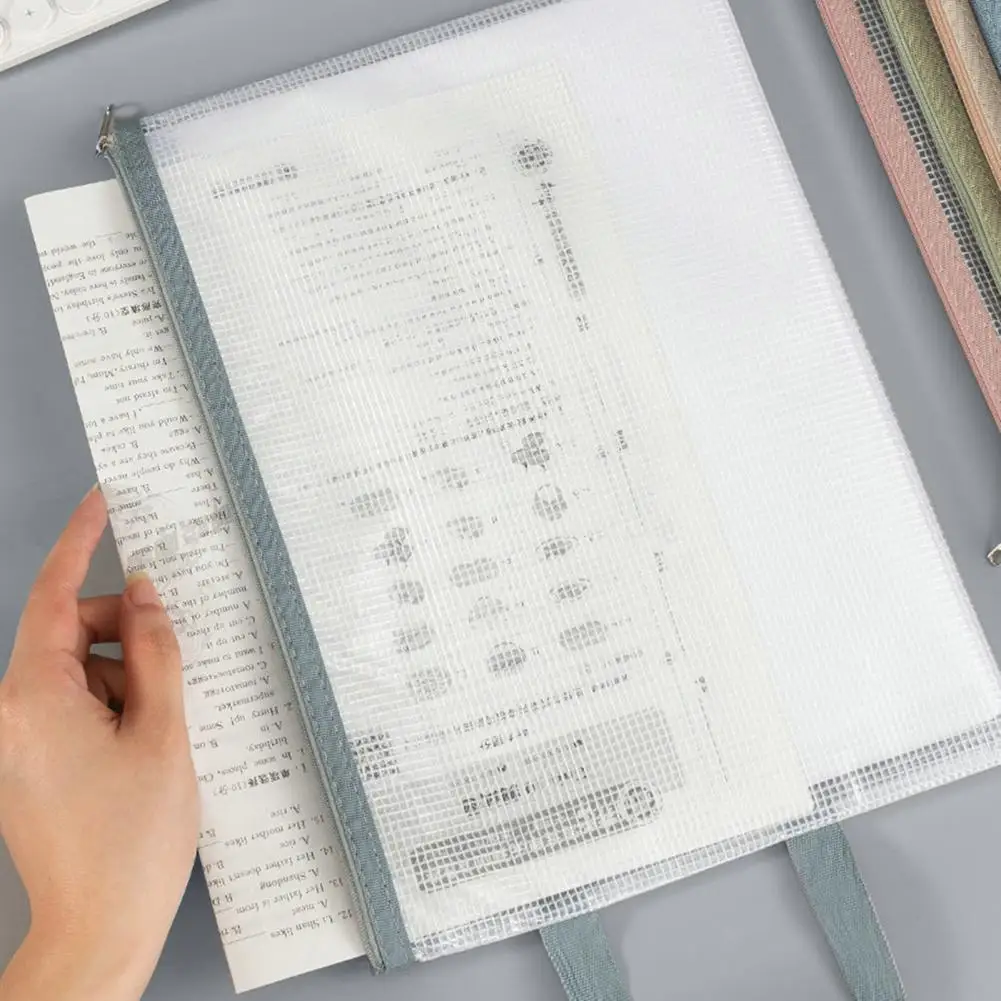 Organizador de archivos portátil de mano, soporte para documentos, bolsa de almacenamiento de documentos de Pvc impermeable con asa de cremallera para suministros de oficina