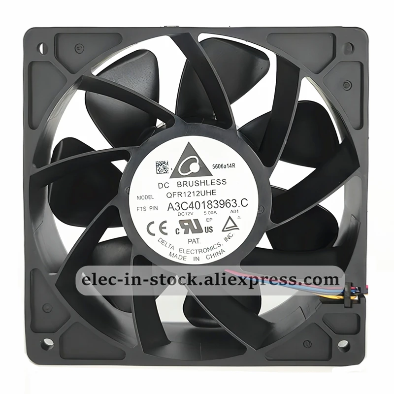 New original QFR1212UHE Delta fan 120X38MM 12038 12VDC 5A 4wire high speed 7500RPM 12cm axial flow cooling fans in stock