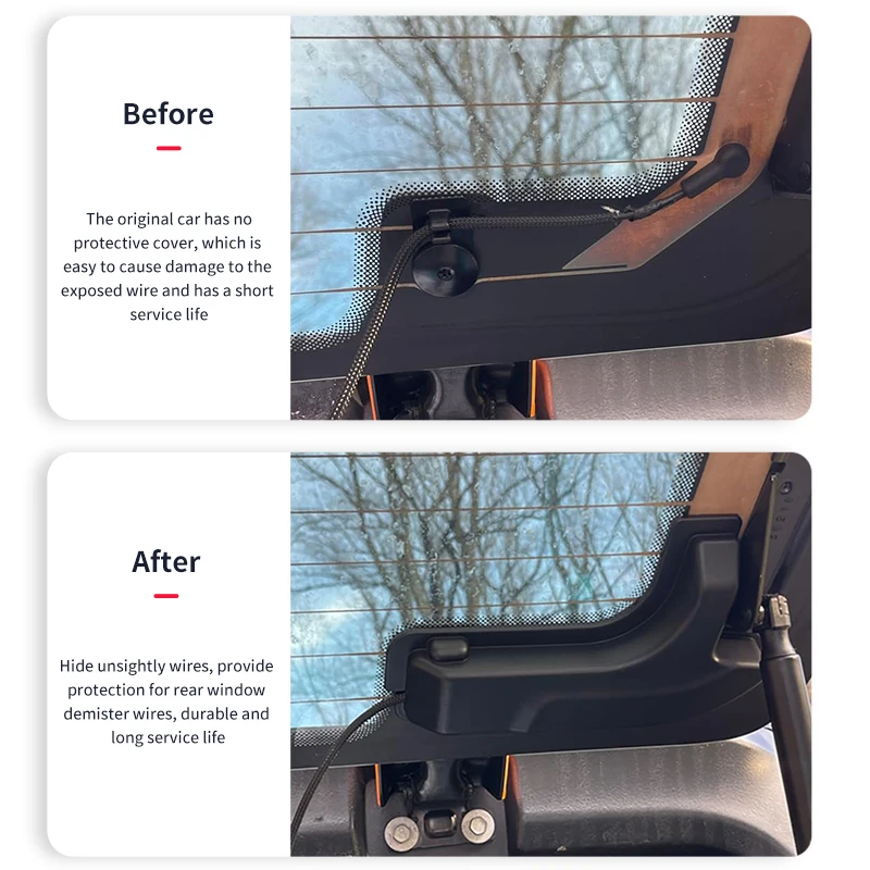 Rear Defogger Cable Cover For 18-24 Jeep Wrangler JL & 4xe Conceals Window Defroster Cables Decorative Protection Accessories