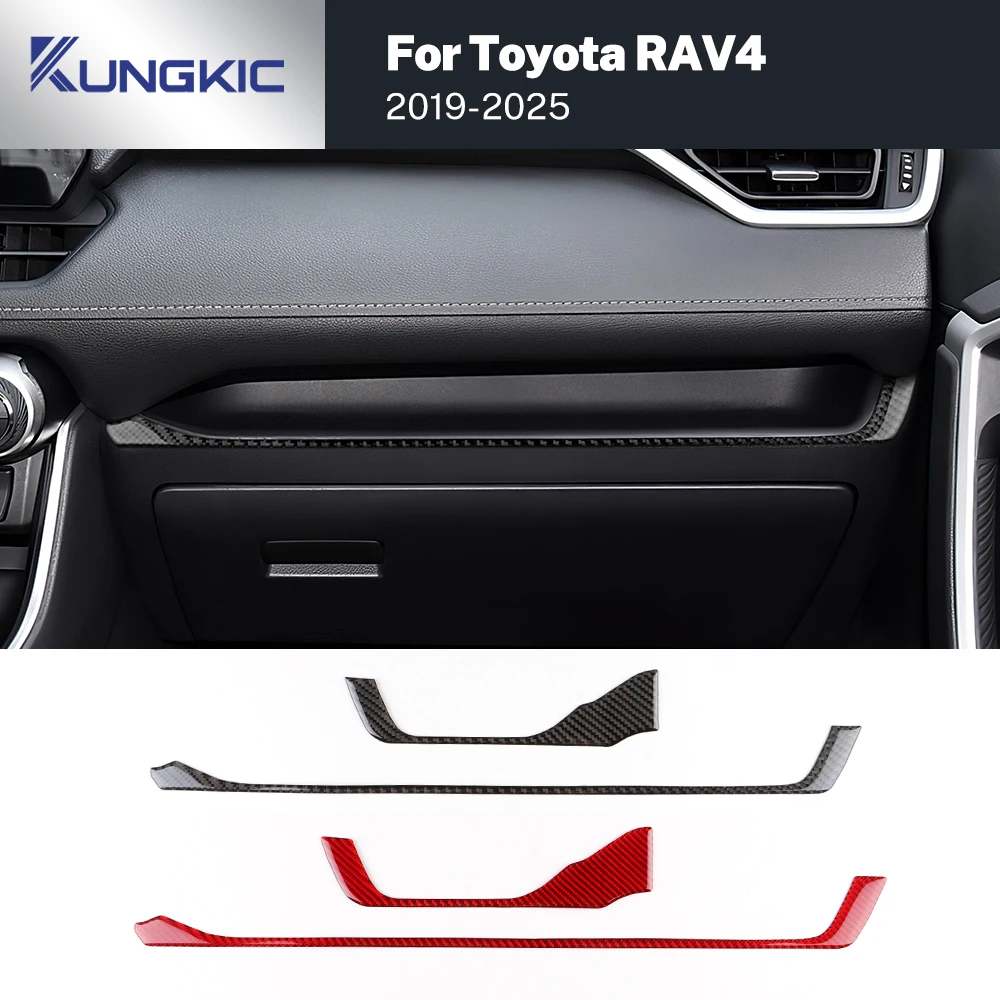 

LHD RHD Car Dashboard Decor Strip Trim Real Soft Carbon Fiber Sticker For Toyota RAV4 XA50 2019 2020 2021 2022 2023 2024 2025