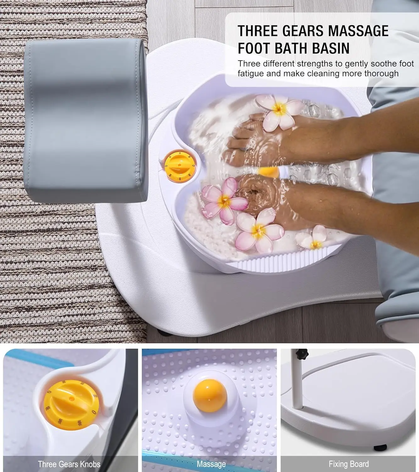 Okakopa Pedicure Chair Unit con ciotola e poggiapiedi e sgabello, stazione Pedicure girevole 360 per Nail Tech senza impianto idraulico, idraulico