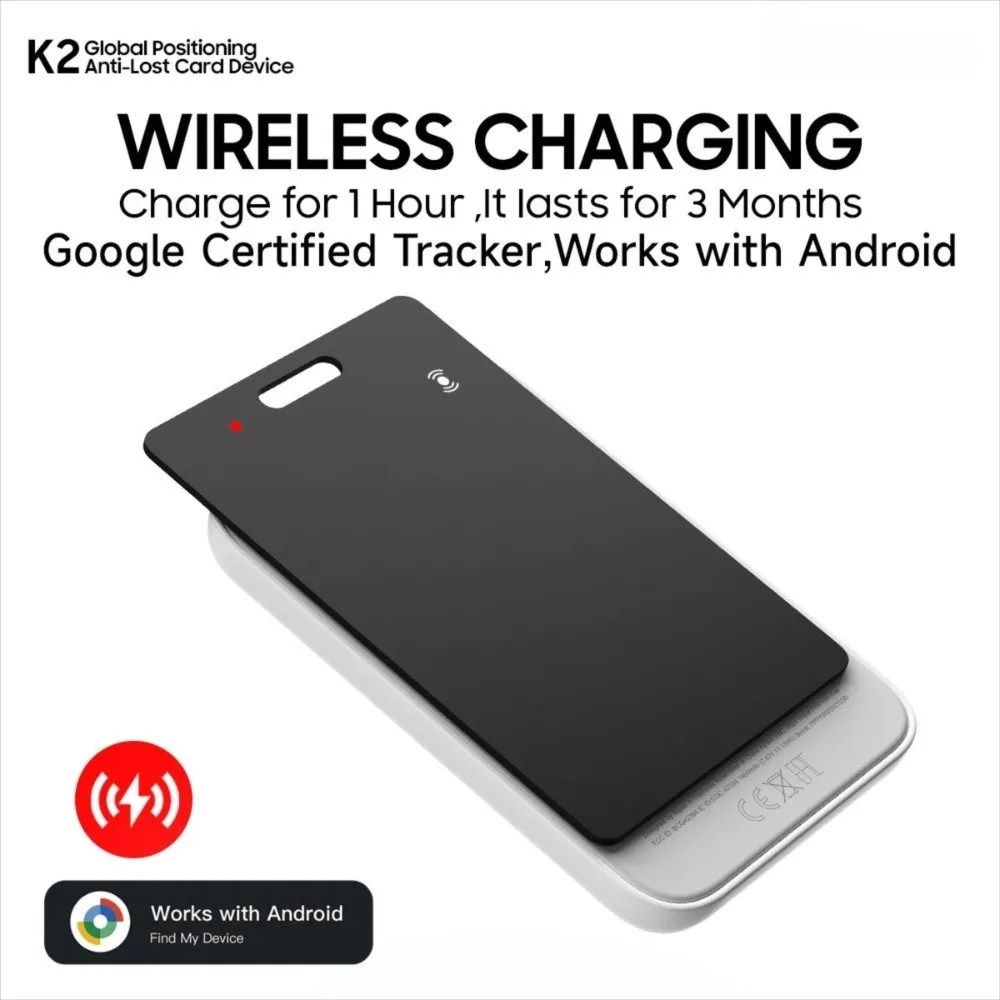 

Wireless Charge Wallet Tracker Card Thin IP68 Wallet Anti Loss Device Key Bag Luggage Pet Google Find Hub Google GPS Tracker