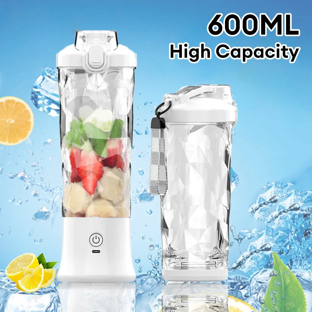 

휴대용 블렌더 600ML 전기 주스 과일 믹서 4000mAh USB 충전식 스무디 미니 블렌더 개인 쥬서 다채로