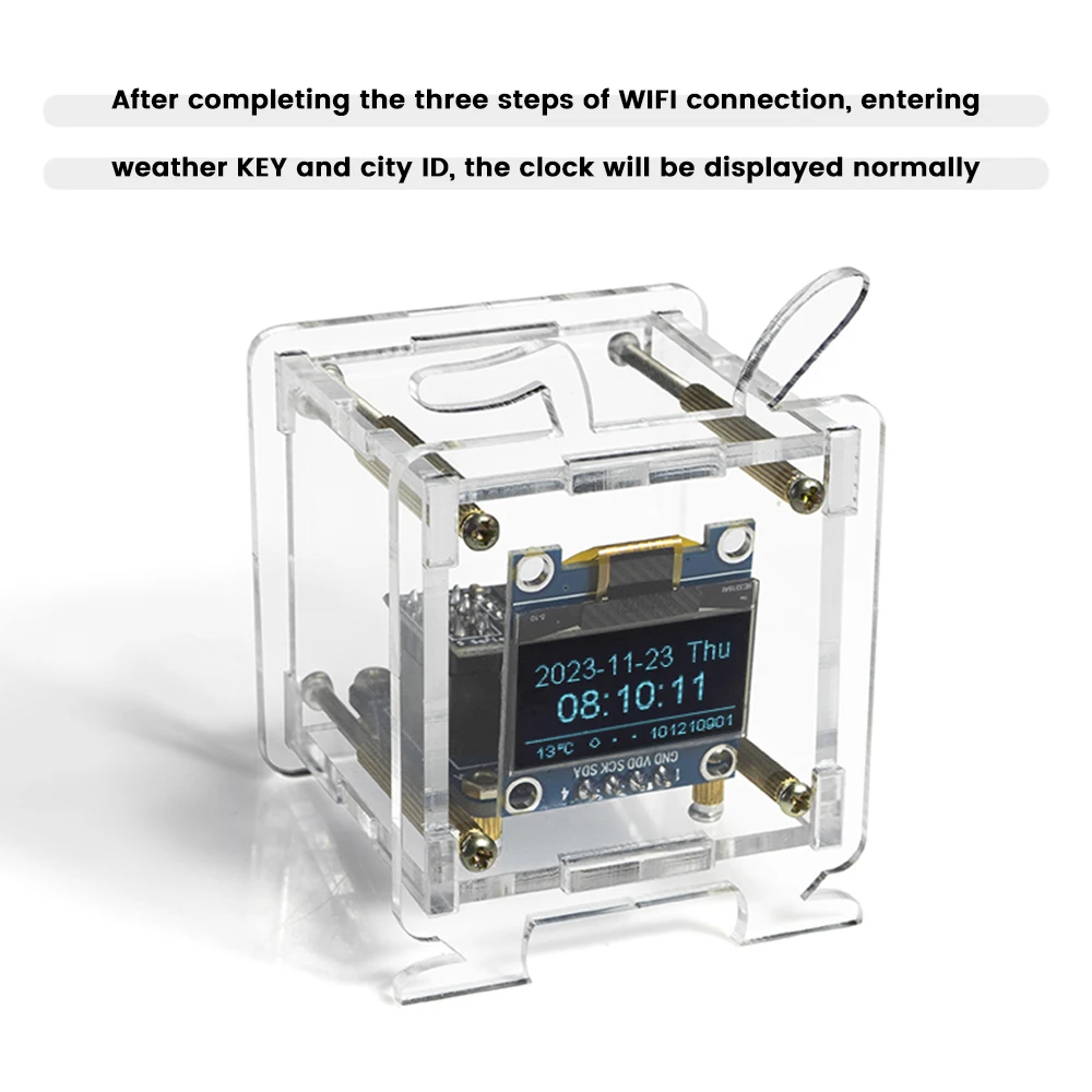 Imagem -05 - Mini Kit Relógio Eletrônico Display Oled Suporte 2.4g Rede Wifi Solda Divertida Parte Solta 0.96 Esp8266