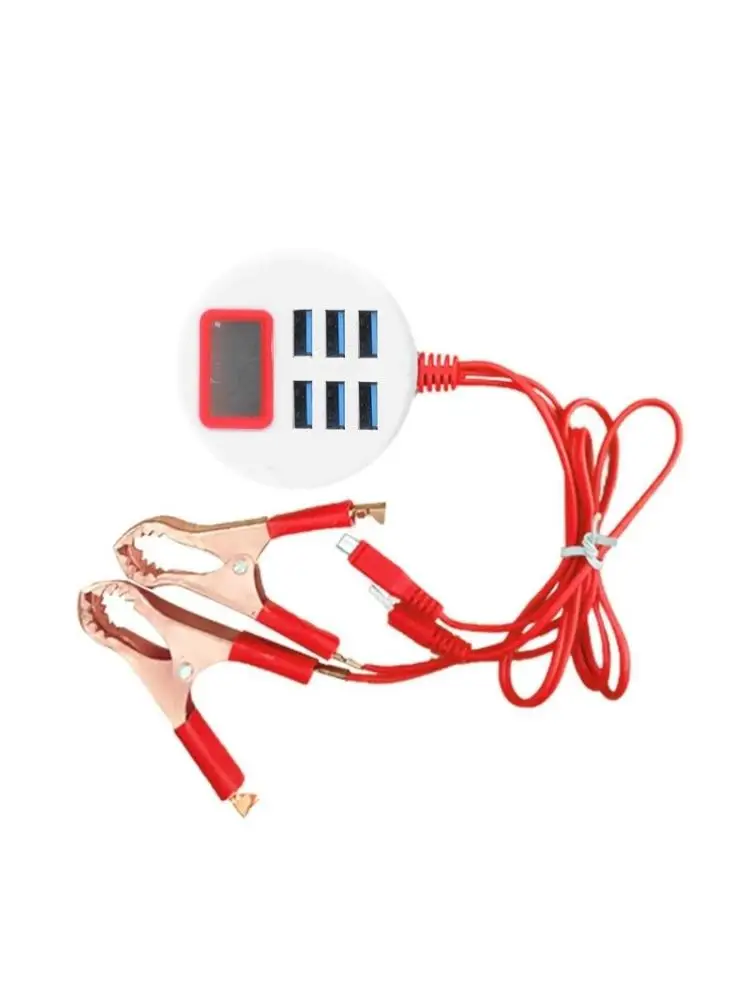Power Adapter with Battery Clip 12V Vehicle USB for Cellphone 4 Ports Automatically Identify Shunt Chargi