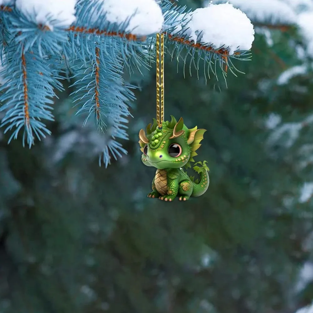 Green Dragon Christmas Tree Dragon Pendant Fly Dragon Baby Xmas Party Decor Dragon Baby Cartoon Cute Creative
