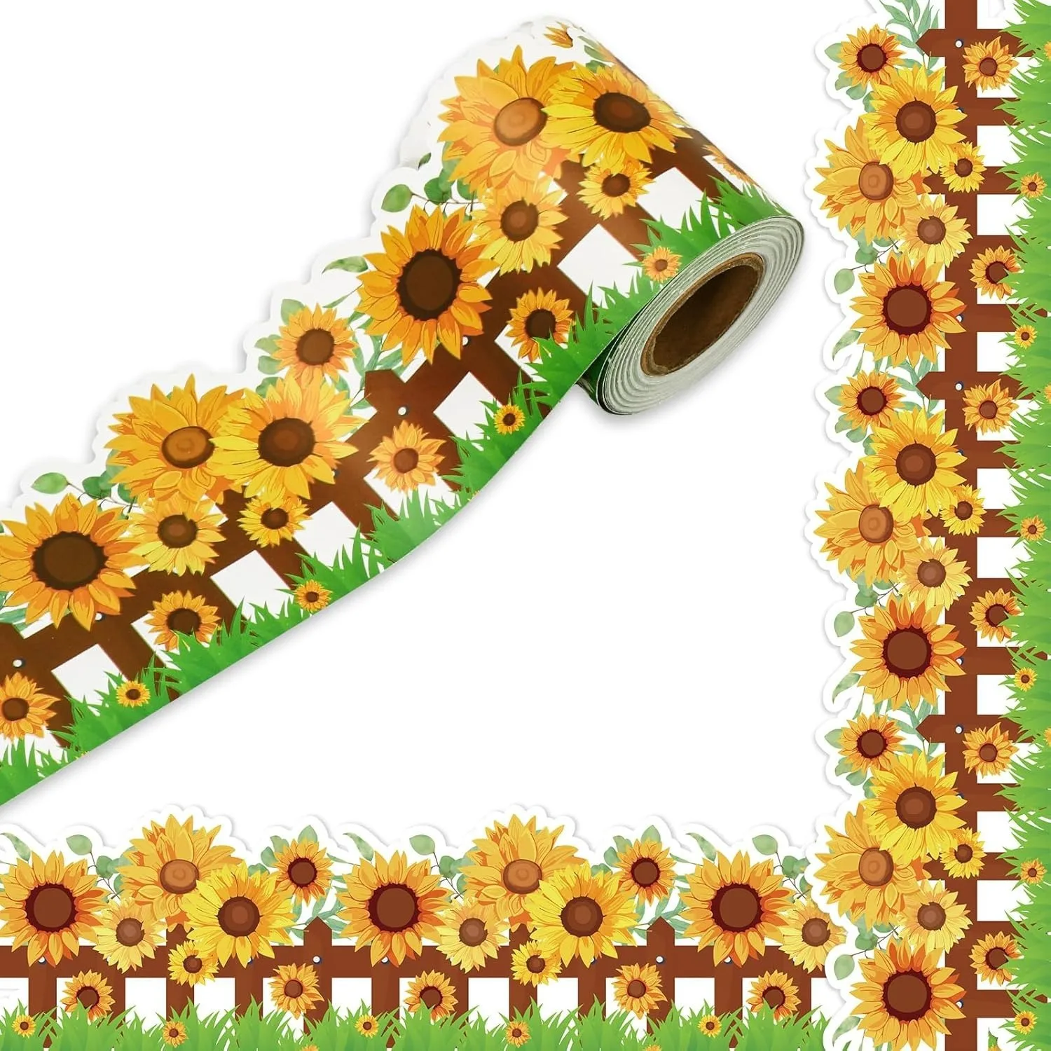 7.5cm x 10Meters Sunflower Blackboard Stickers Decorative Frame Sticker Kindergarten/School Handmade Craft Sticker Stationery