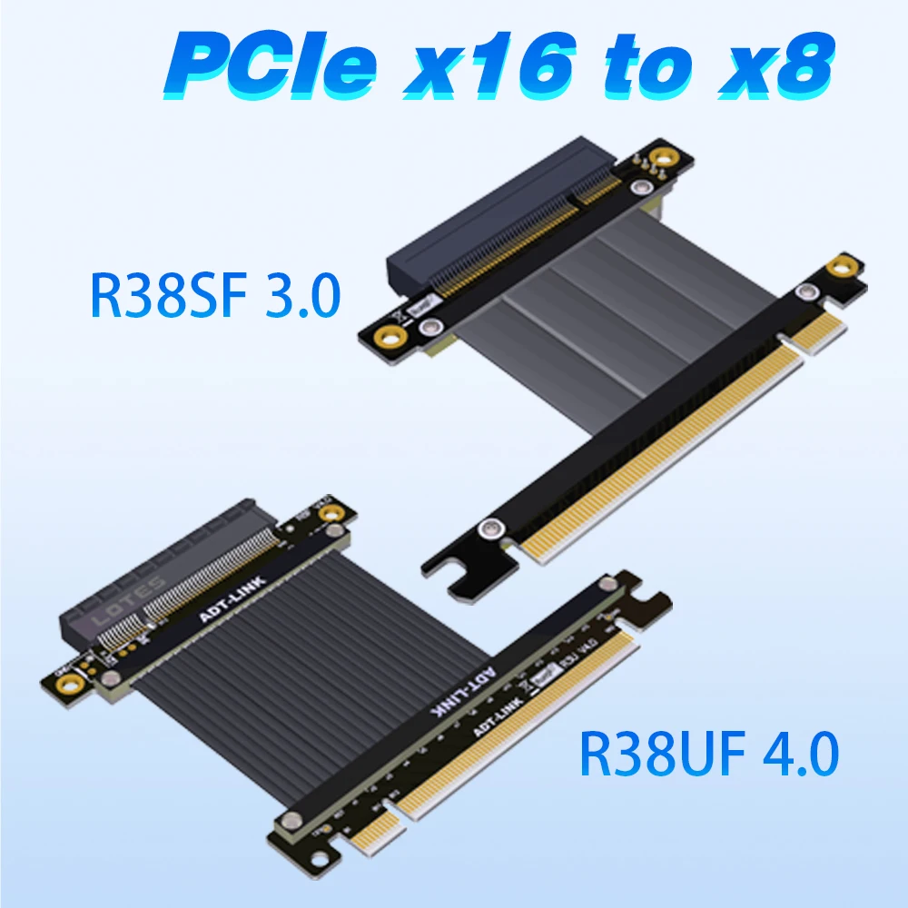 

ADT PCI-E 4.0 3.0 X16 To X8 / U.2 (SFF-8639) Riser Cable PCI Express 16x To 8x / U.2 Extender Adapter for U.2 NVMe SSD Extension