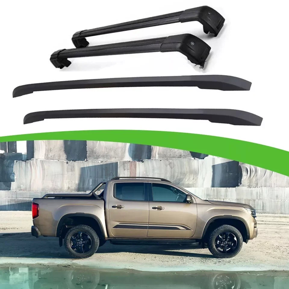 4Pcs Fit for VW Amarok 2023 2024 Aluminium Top Side Rail Bar Roof Rail Rack Crossbars Cross Bar