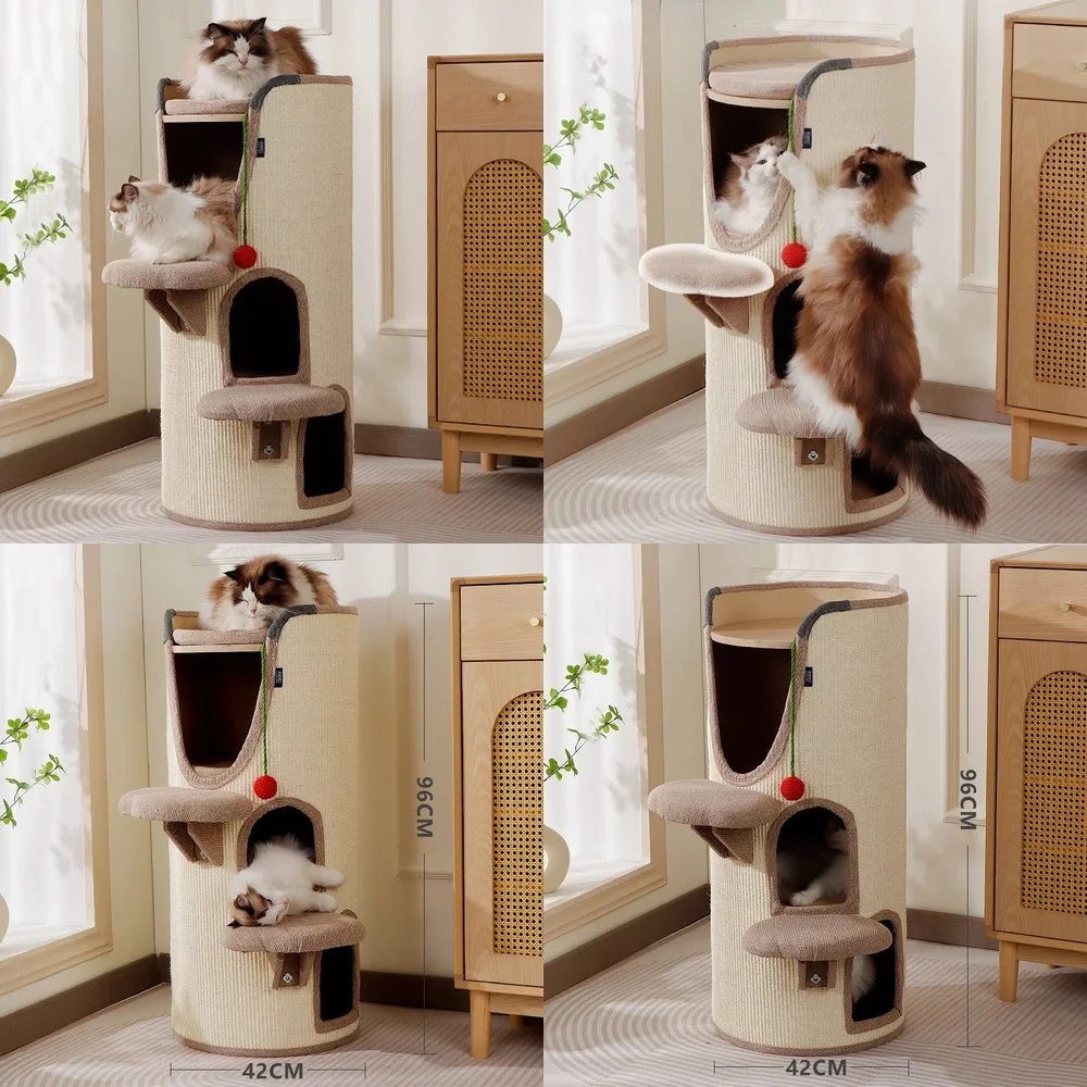 2026 hot Multifunctional Climbing Frame Wear-resistant Sisal Scratching Post Multi-layer Bed Toys Pet Supplies