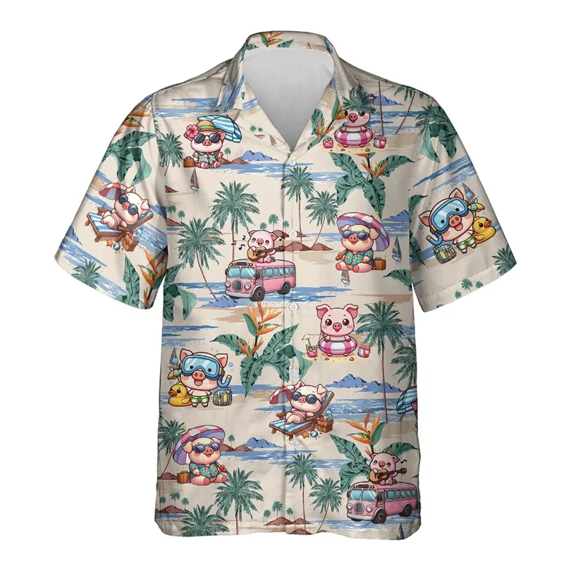 Fashion Ukulele Graphic Shirts For Men Clothes Casual Boy Ukelele Beach Shirt Instrument Uke Hawaiian Male Singer Lapel Blouse