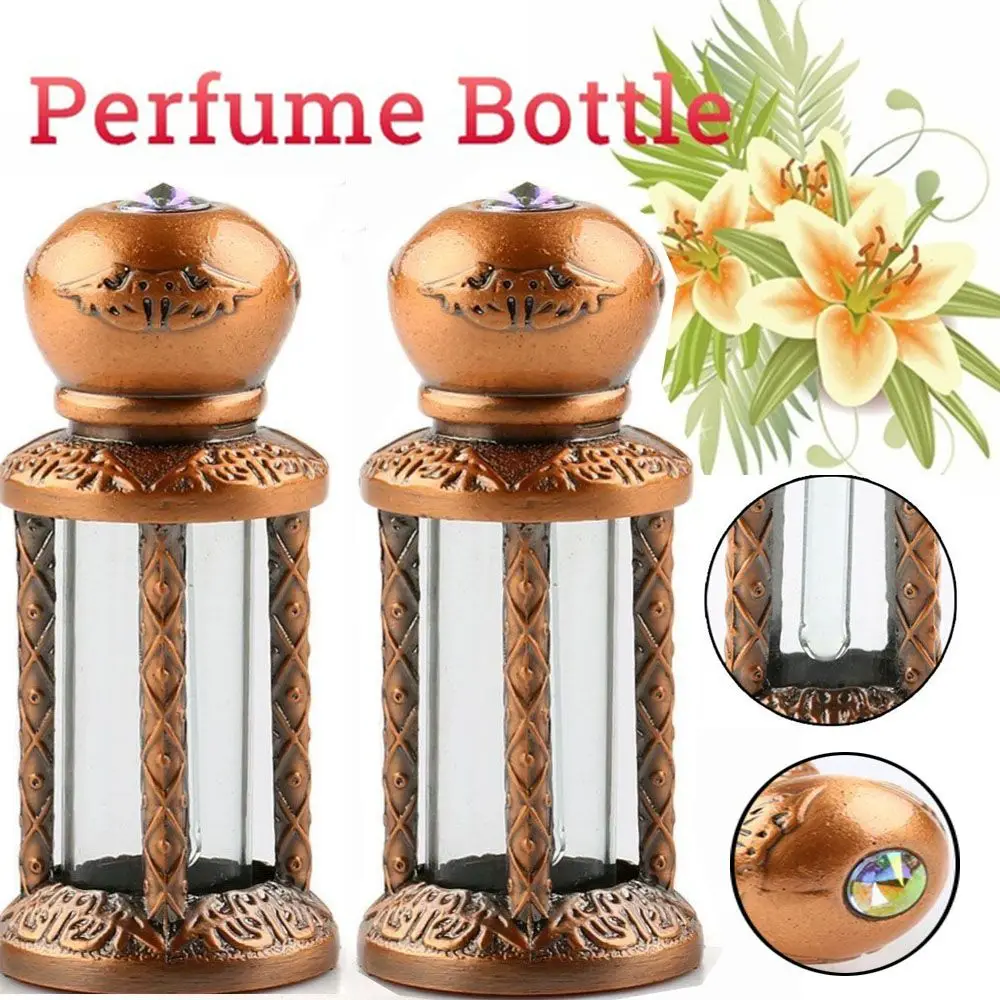 Botella cuentagotas de cobre Vintage de belleza, botella de aceite esencial, contenedor, botella vacía, botellas recargables