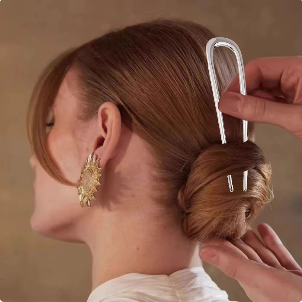 AWAYTR Girls French Pins Hair Pins Metal U-Shaped Hair Clip Hair Vintage Twist Hairpin Long Thick Hair Updo Bun Women Gifts