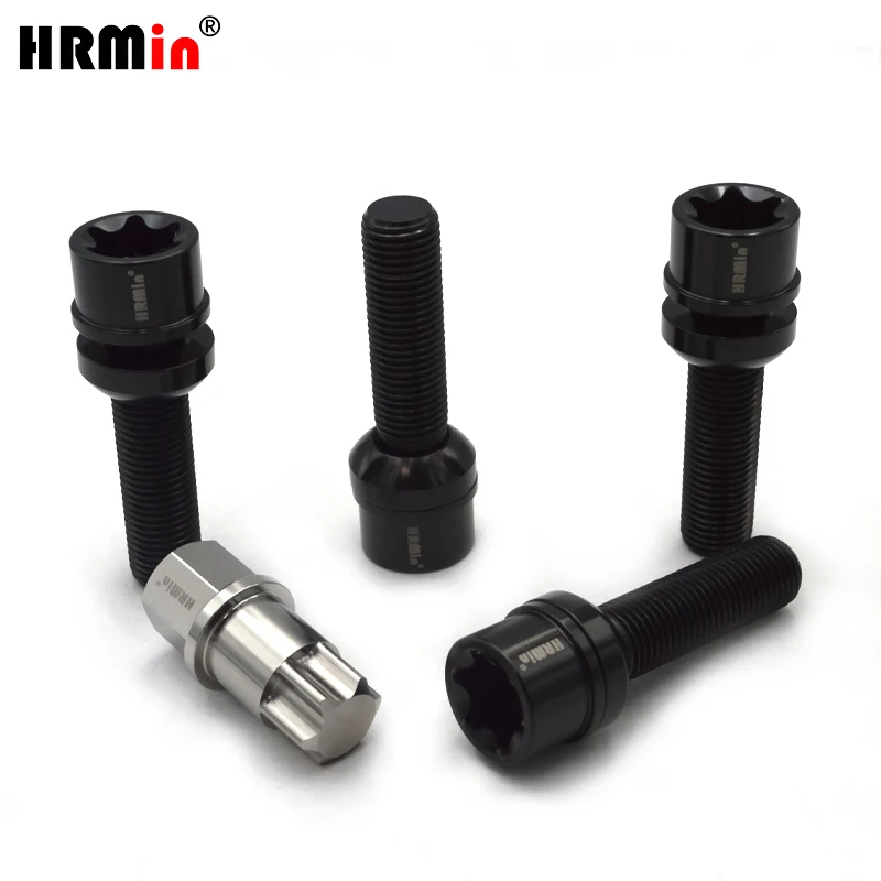 

HRMin 10.9 grade Gr.5 titanium ball seat anti-theft wheel hub bolt titanium bolt M14*1.5*45 for Mercedes-Benz