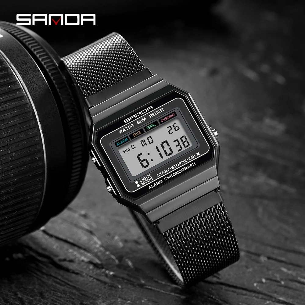 Sanda New Style 6017 Electronic Form Movement Fashion Cool Wrist Watch Personality Luminous Waterproof Watch