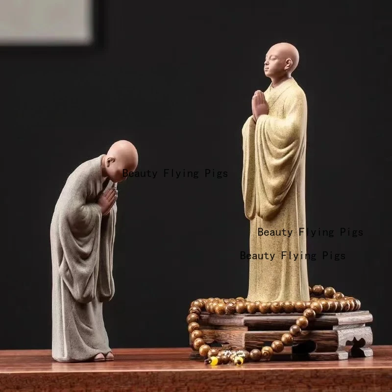 

Chinese Purple Clay Sculpture, Modern Art Sculpture, Purple Clay Monk, Family Living Room, Attic Figure, Decorative Sculpture