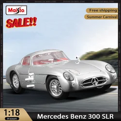 In Stock Maisto 1:18 Mercedes Benz 300 Slr Vintage Retro Alloy Miniature Diecast Model Benz Sports Luxury Vehicle Toy Car Gift