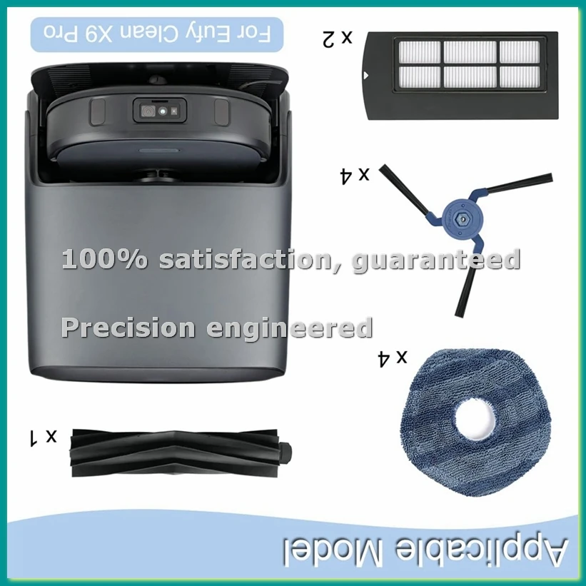 For Clean X9 Pro Parts Accessories Main Side Brush HEPA Filter Mop Cloth Replacement-A46I
