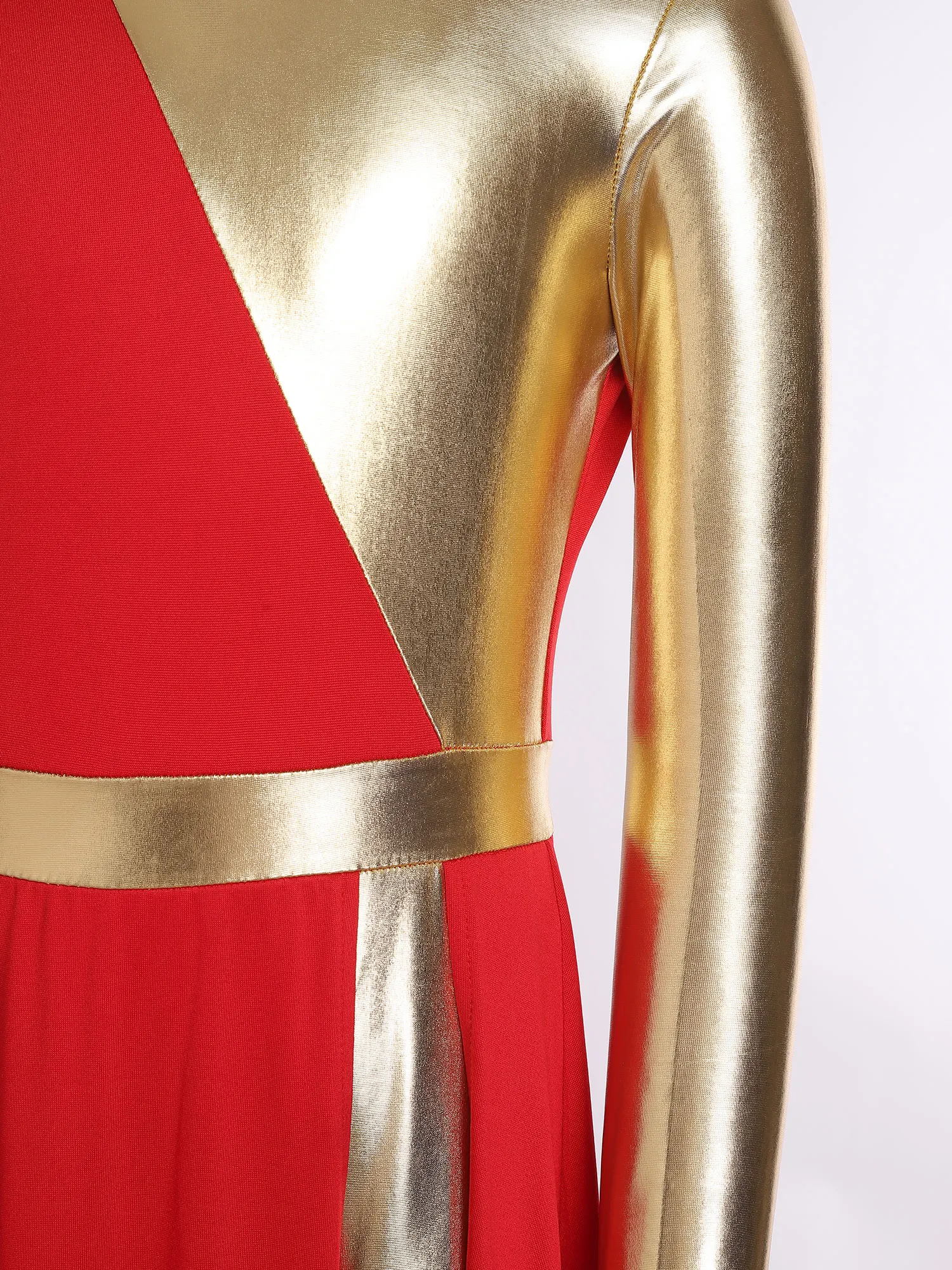 

Kid Girls Lyrical Dance Worship Liturgical Performance Costume Split Jumpsuits Dress Long Sleeve Zipper Praise Dance Romper Robe