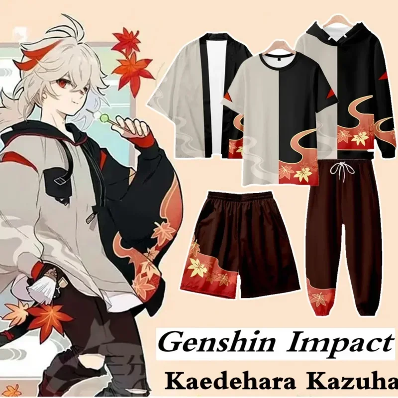 Kaediara kazuha hoodie Genshin impact cosplay costume kazuha cosplay T shirt shorts pant cloak kimono women men pullover