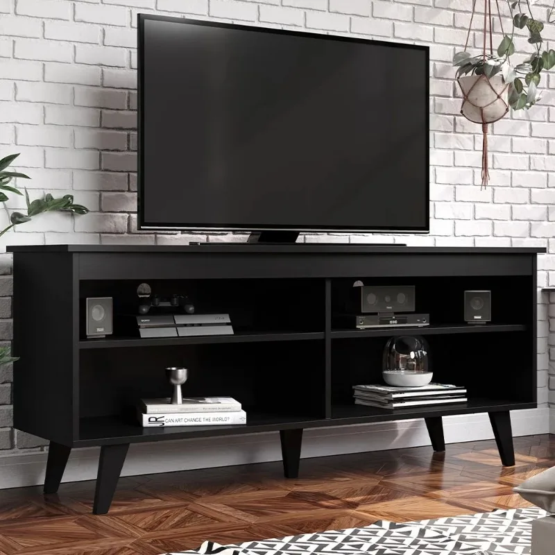 

TV Stand Entertainment Center with 4 Shelves and Cable Management for 50, 55 Inch Media Storage Living Room and Bedroom