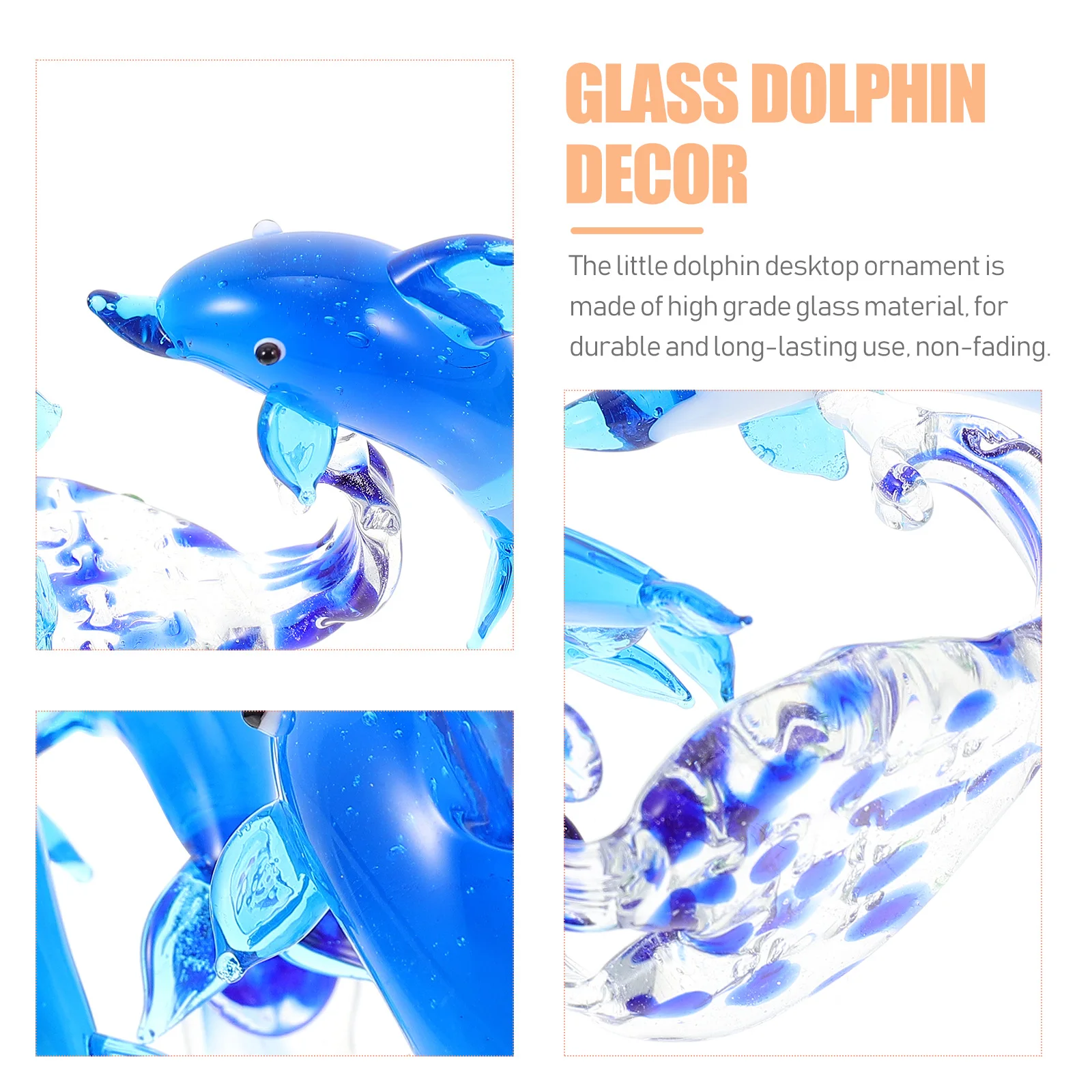 

Little Glass Dolphin Craft Ornament Desktop Decoration Home Office Art Deco Beautiful Tabletop Crystal Glass Dolphin Adornment